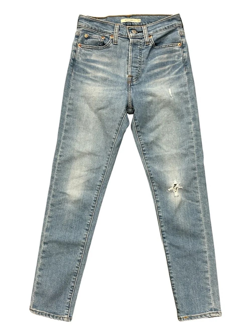 Levi's Wedgie Skinny Button Fly Jeans - Light Blue Denim
